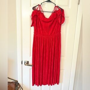 Express Vibrant Red Gathered Dress